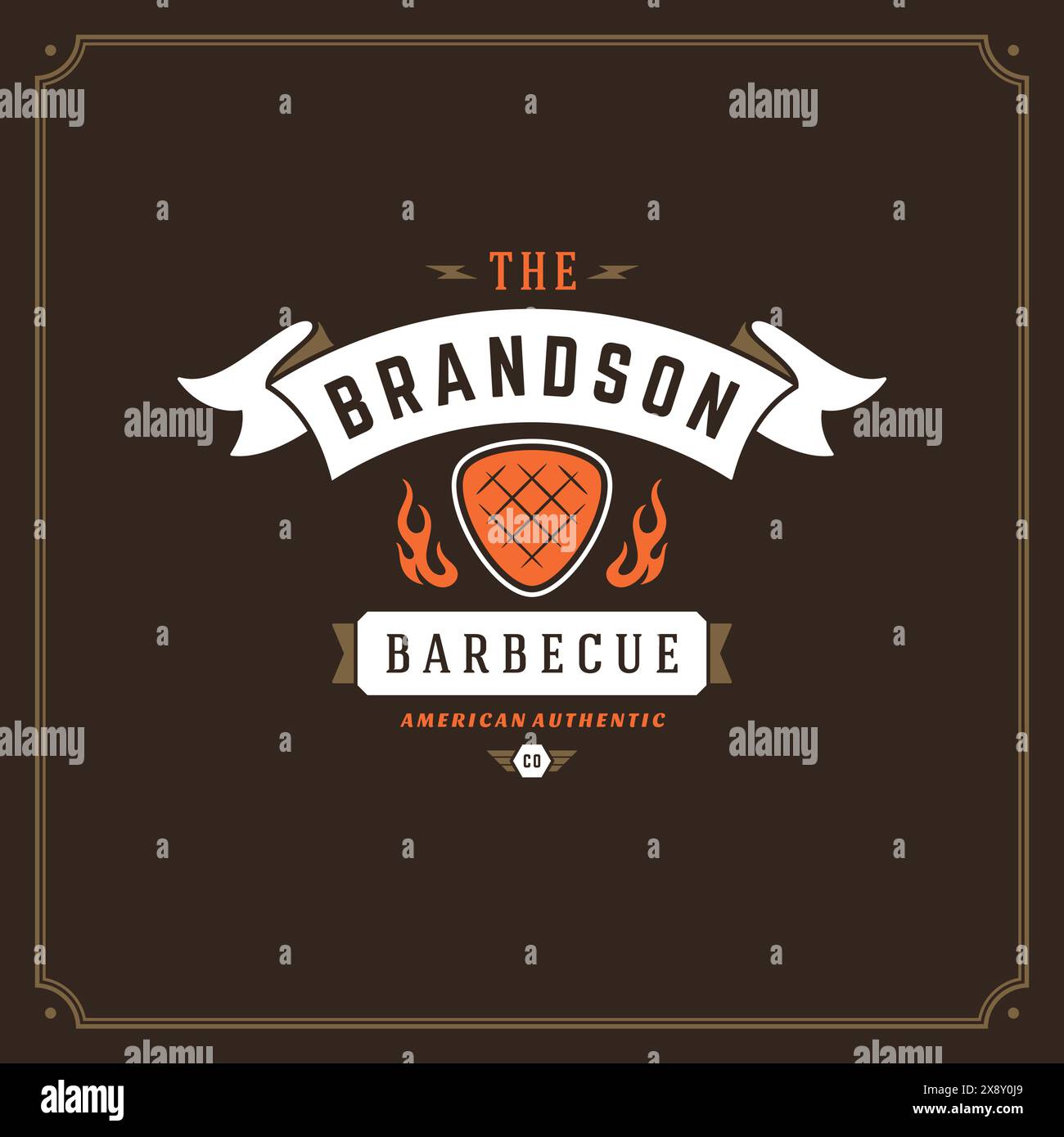 Grill restaurant logo vector illustration. Barbecue steak house menu ...