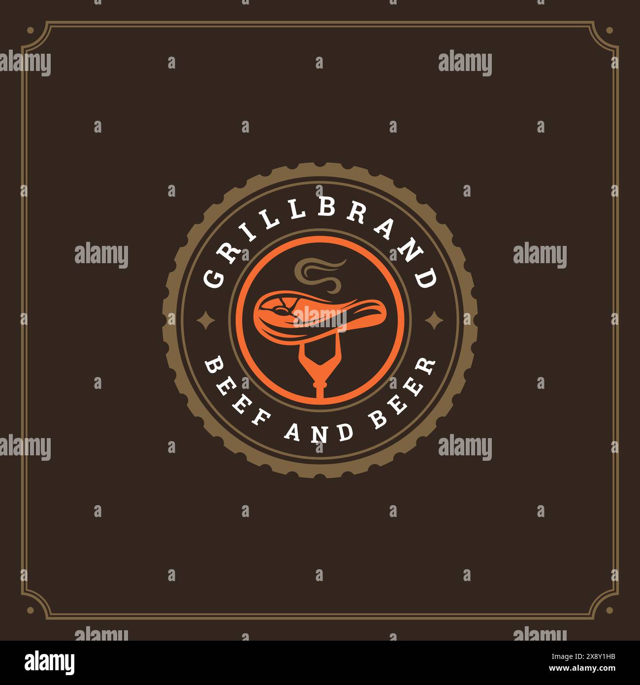 Grill restaurant logo vector illustration. Barbecue steak house menu ...