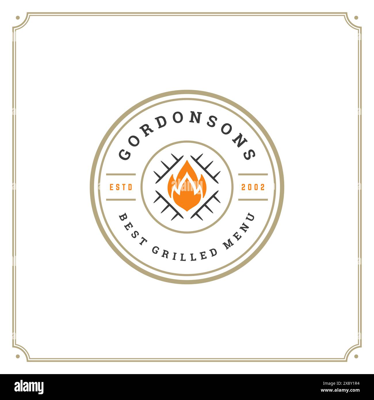 Grill restaurant logo vector illustration. Barbecue steak house menu ...