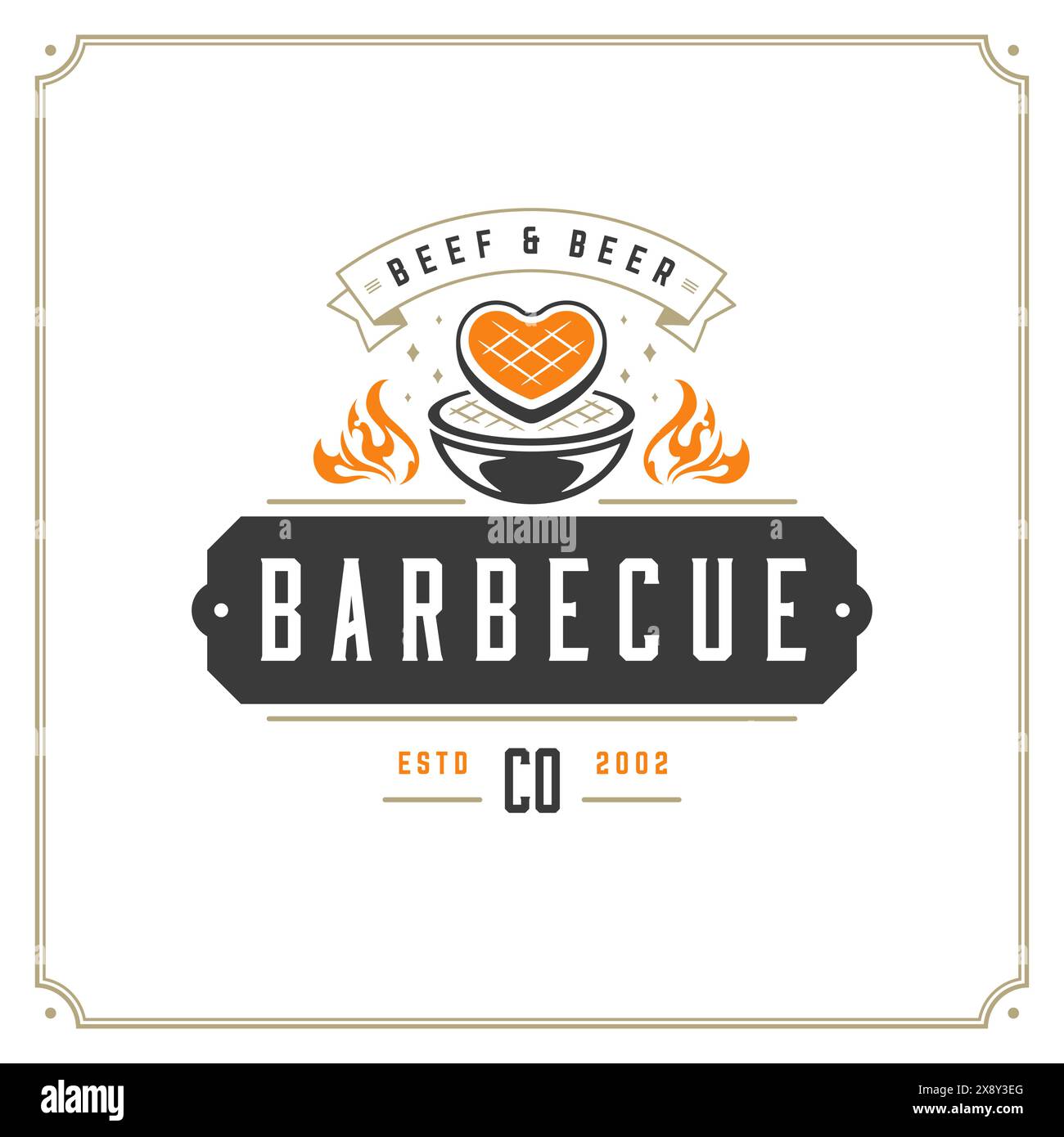 Grill restaurant logo vector illustration. Barbecue steak house menu ...