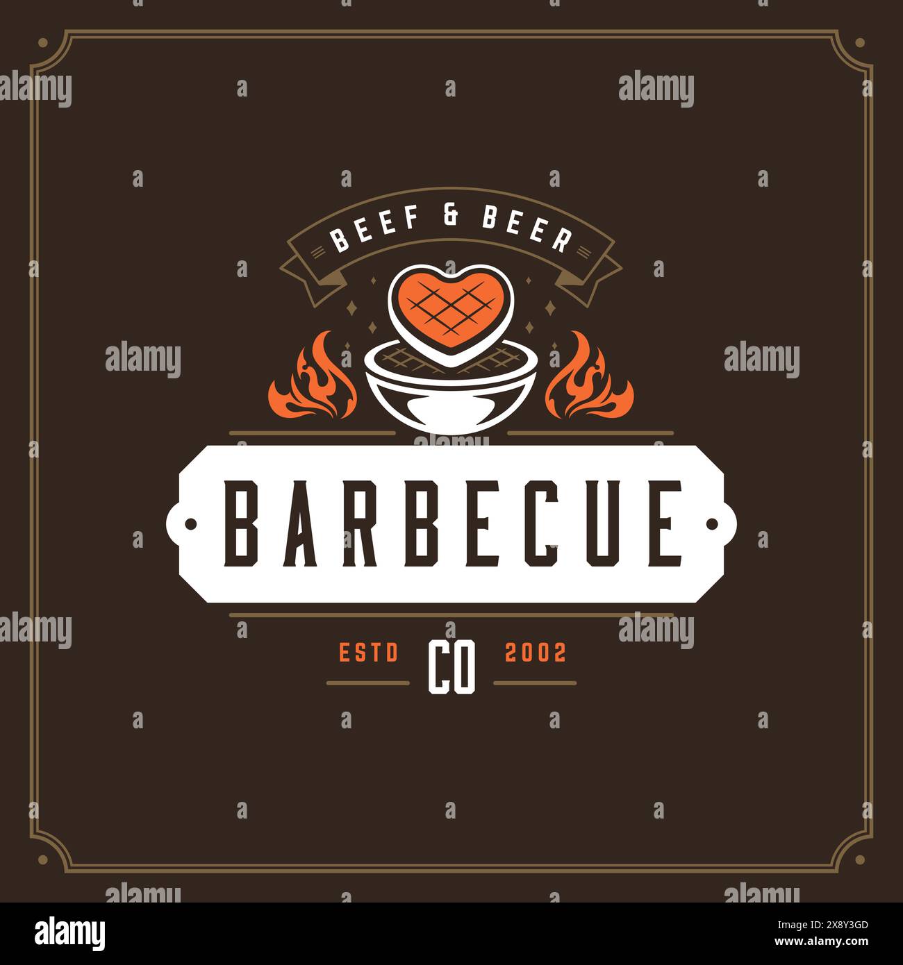 Grill restaurant logo vector illustration. Barbecue steak house menu ...