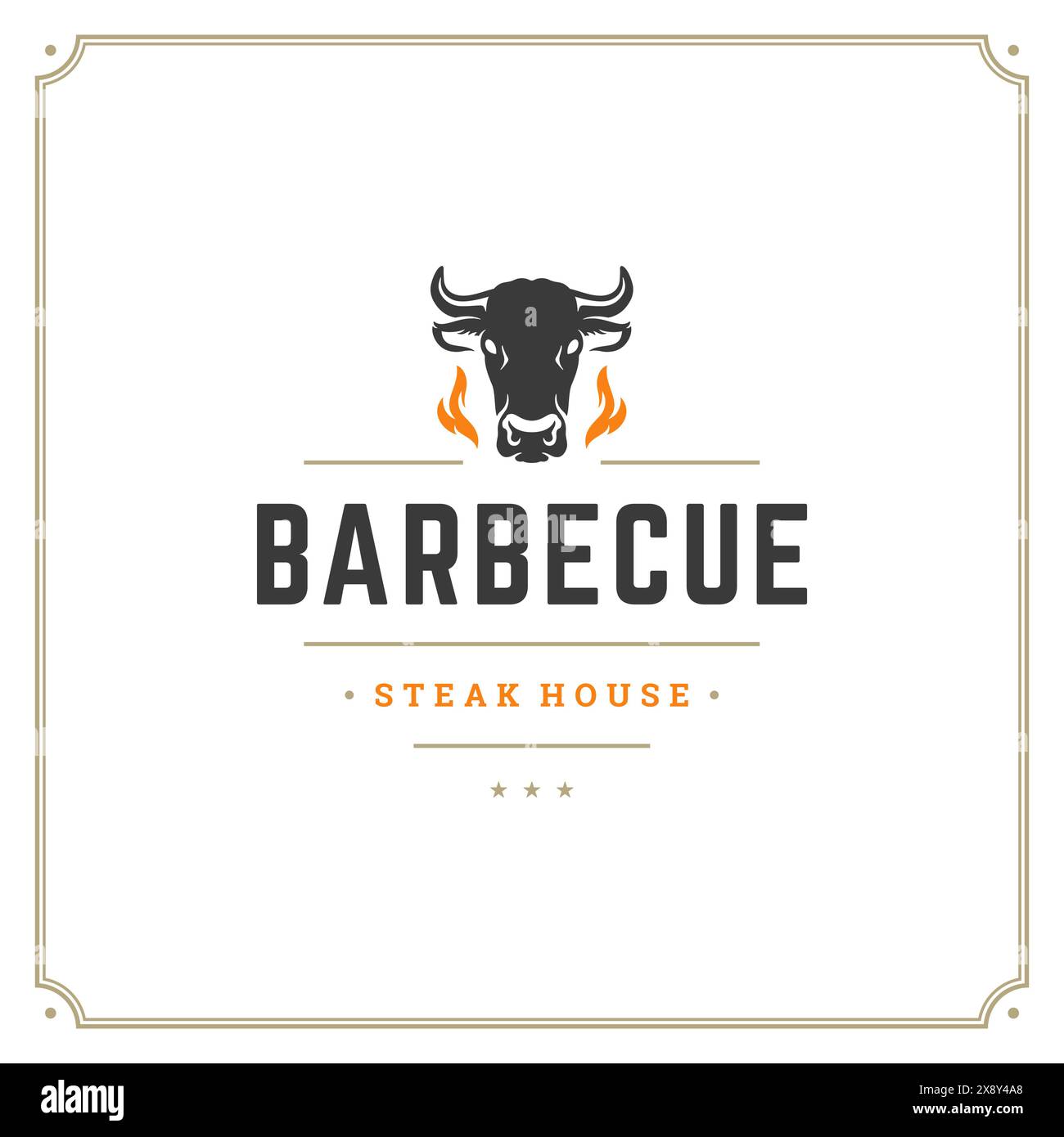 Grill restaurant logo vector illustration. Barbecue steak house menu ...