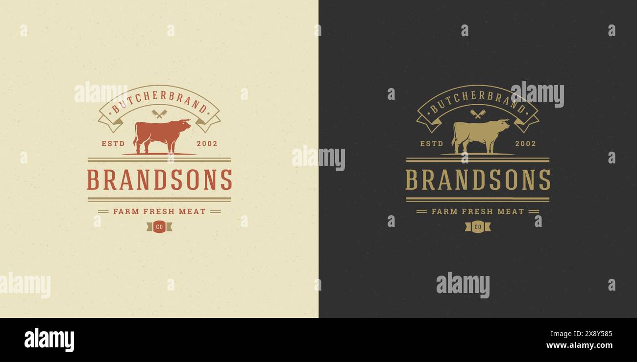 Steak house logo vector illustration bull silhouette good for farm or ...