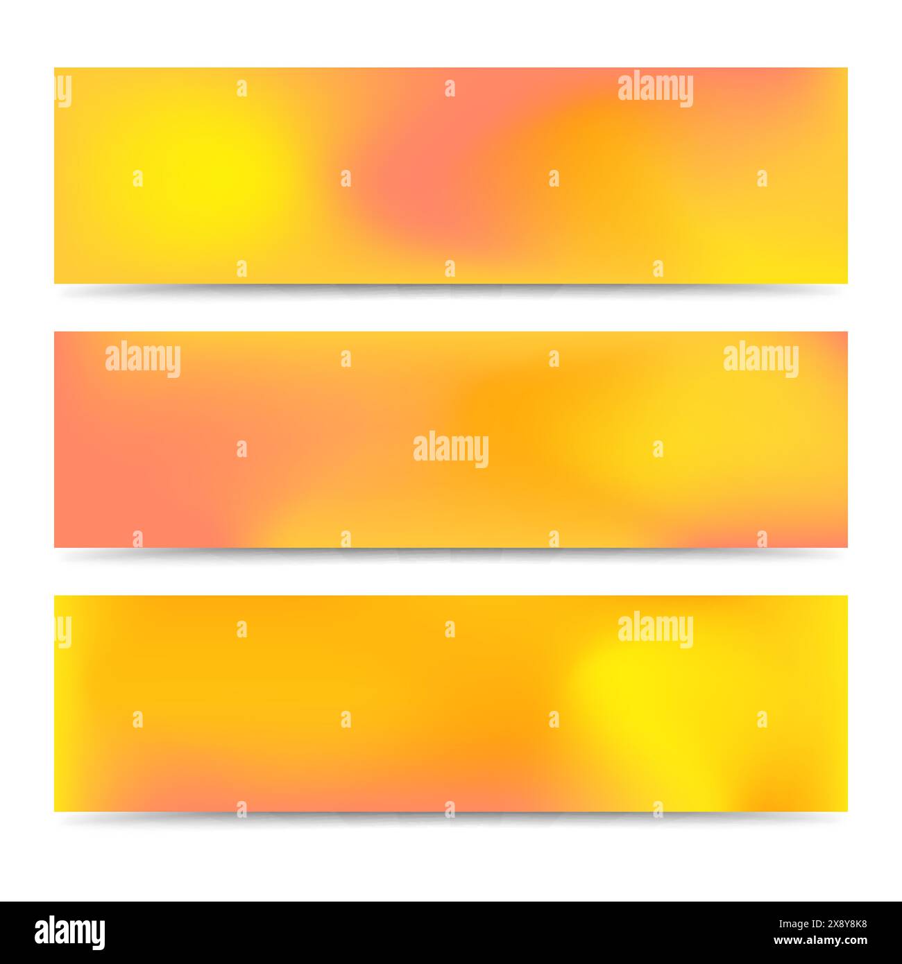 Smooth abstract blurred gradient yellow banners set. Abstract Creative multicolored background. Vector illustration Stock Vector