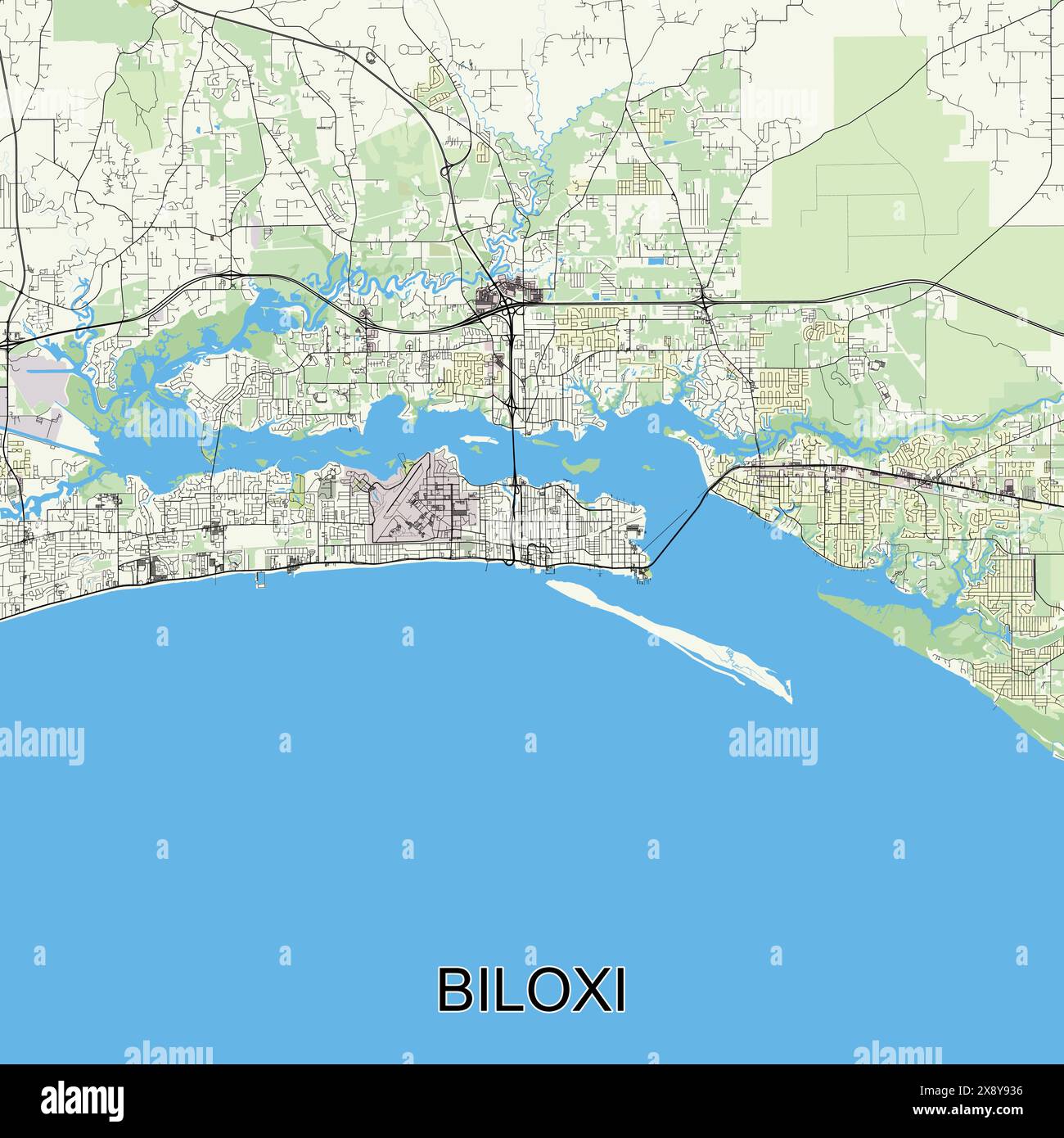 Biloxi Mississippi United States - Biloxi Mississippi United States Map Poster Art 2X8Y936 