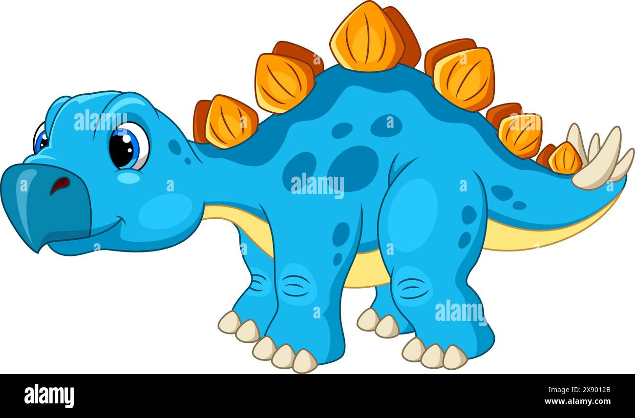 Cute stegosaurus cartoon vector illustration on white background Stock ...