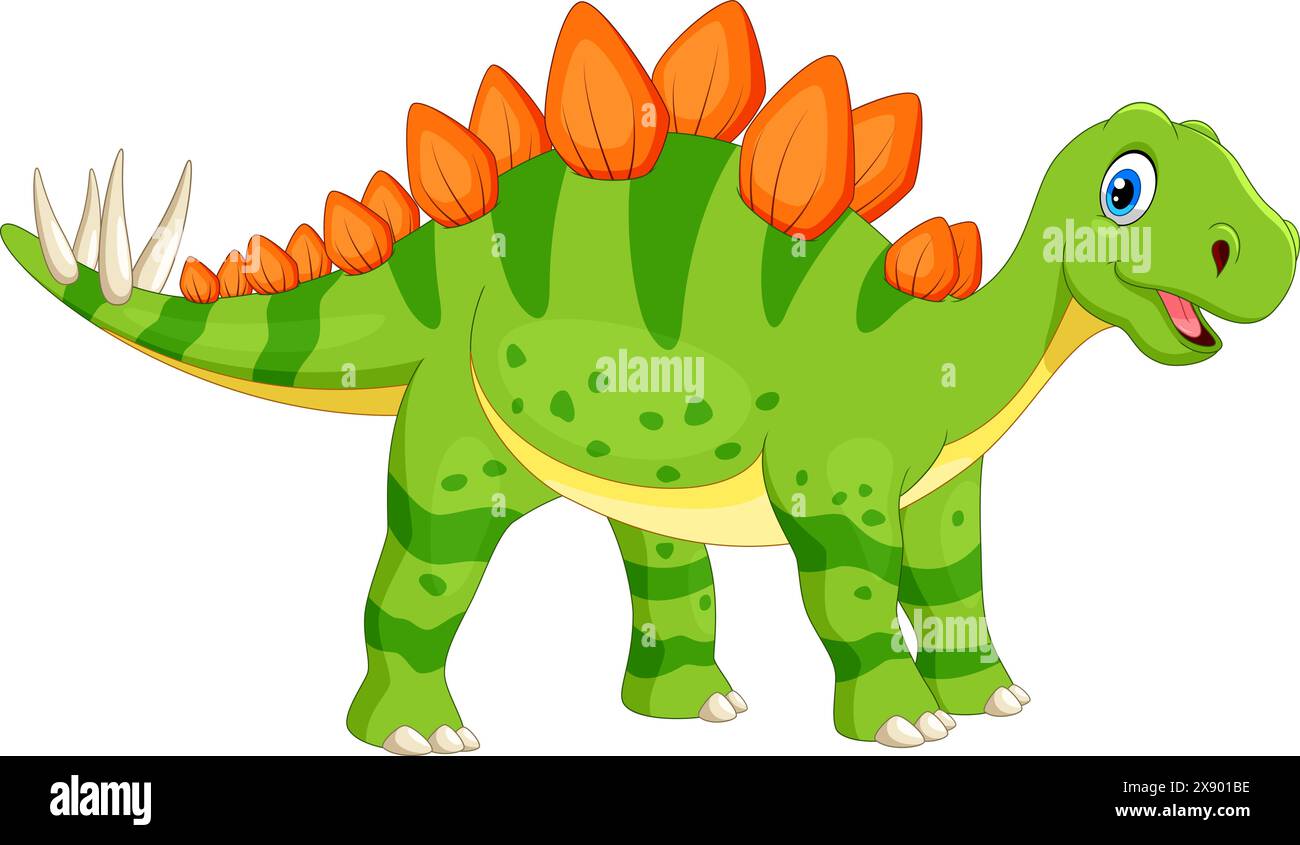 Cute stegosaurus cartoon vector illustration on white background Stock ...