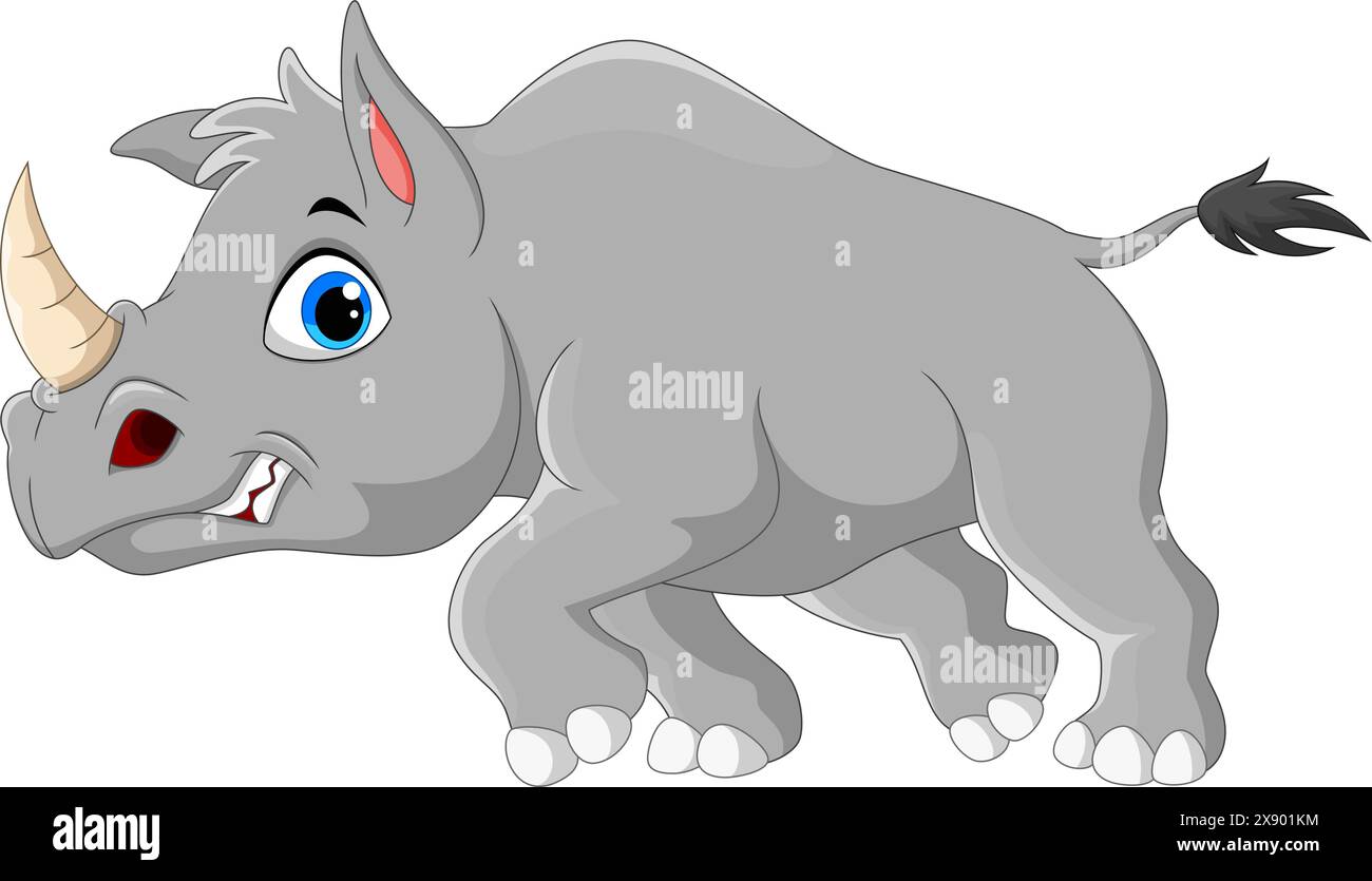 Cartoon funny rhino on white background Stock Vector Image & Art - Alamy