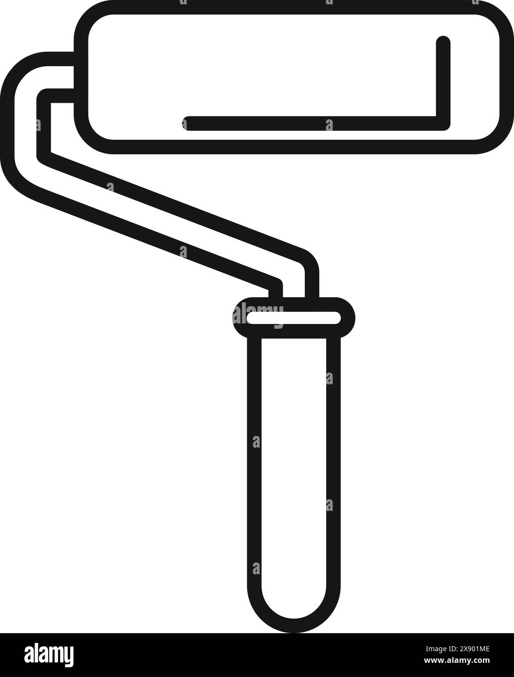 Vector illustration icon of a paint roller in simple line art, isolated ...