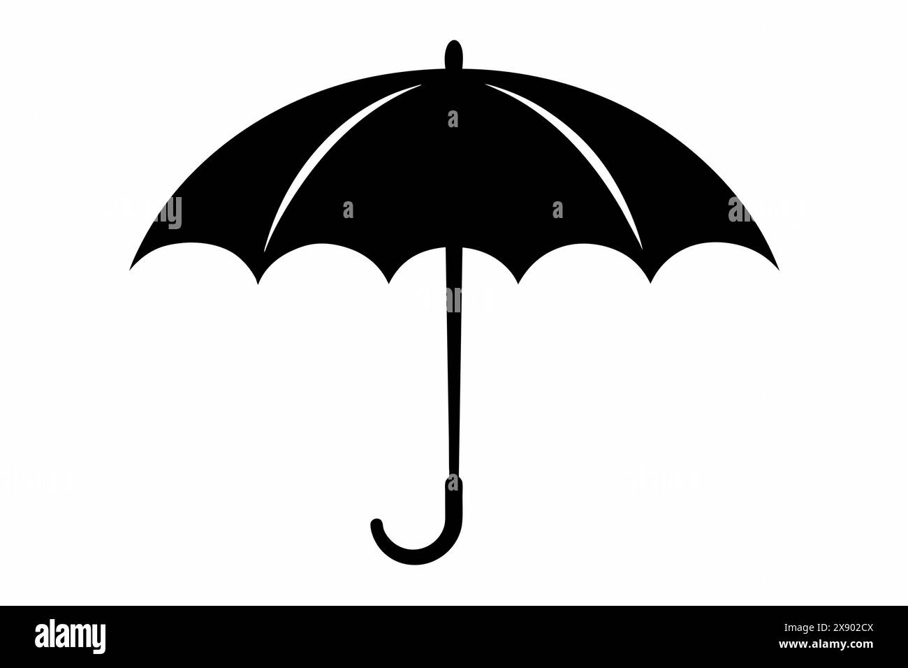 Black umbrella silhouette isolated on white background. Single object ...