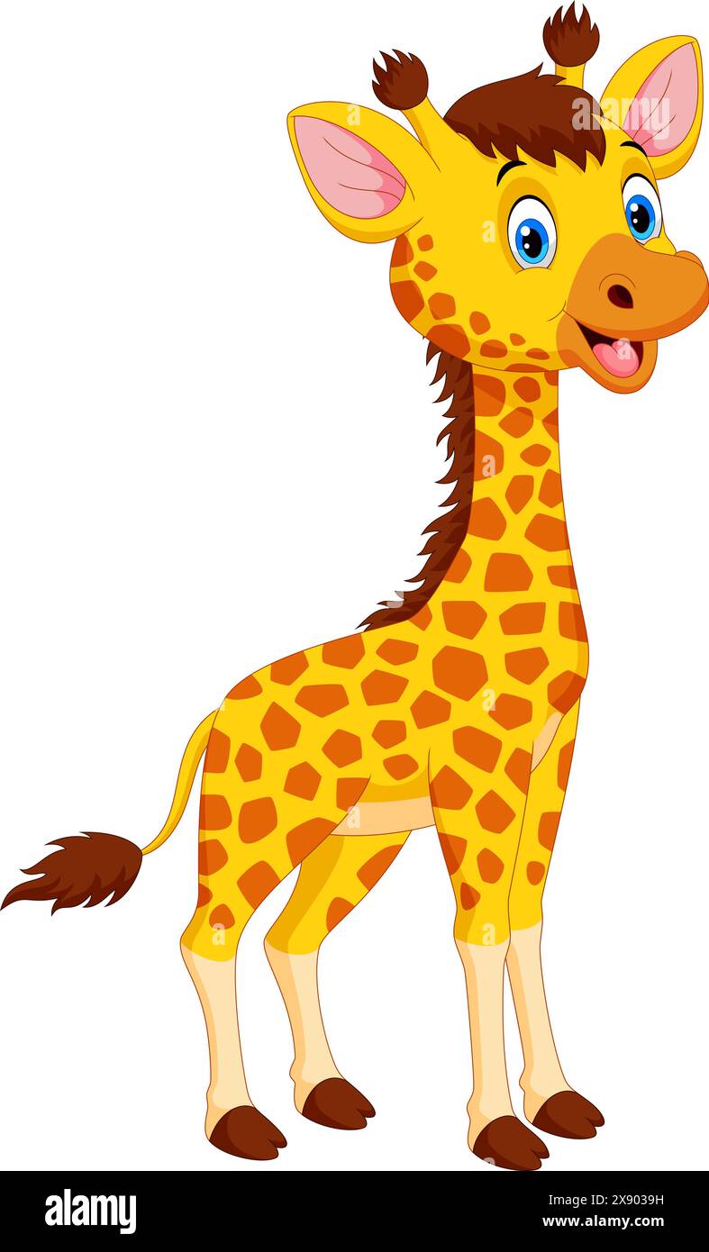 Cartoon cute giraffe isolated on white background Stock Vector