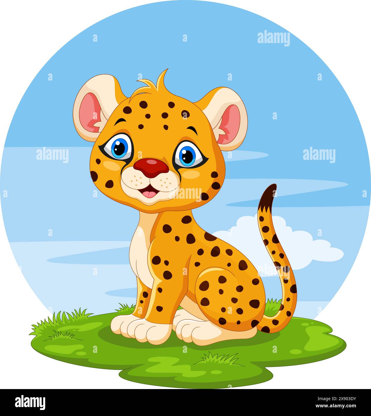 Cute baby cheetah cartoon isolated on white background Stock Vector