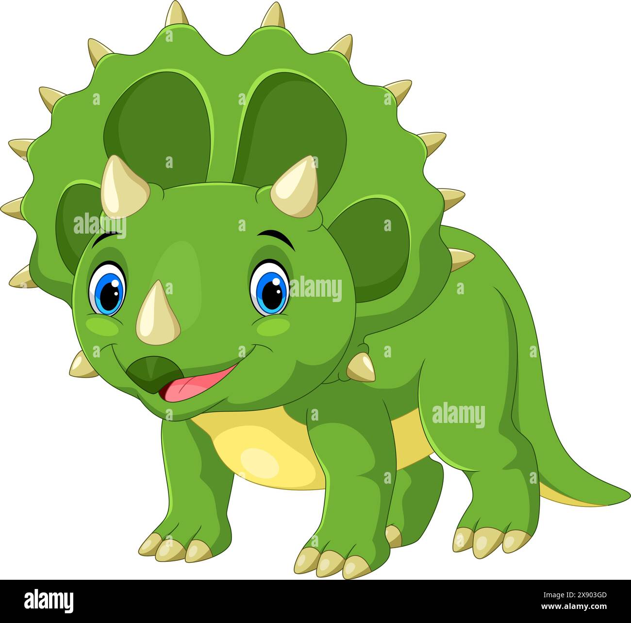 Cute triceratops cartoon vector illustration on white background Stock Vector