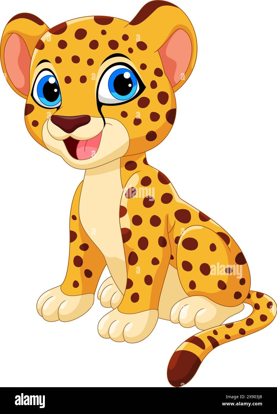 Cute baby cheetah cartoon isolated on white background Stock Vector