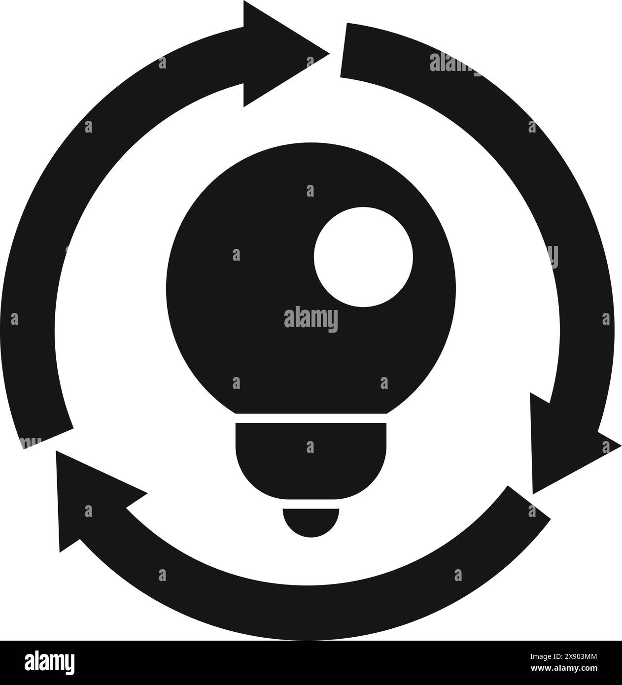 Black and white icon illustrating the concept of circular economy with