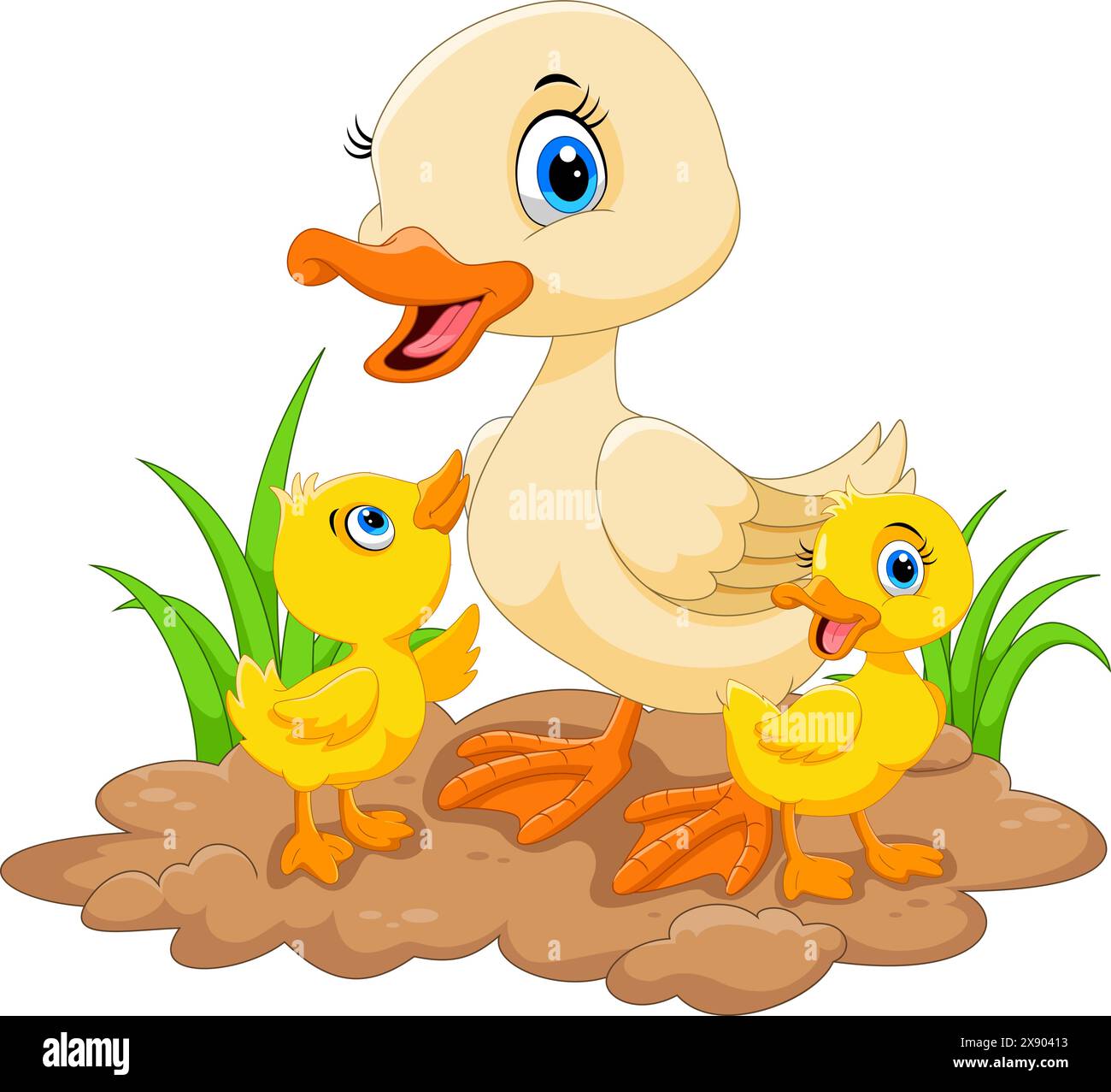 Cute duck cartoon isolated on white background Stock Vector