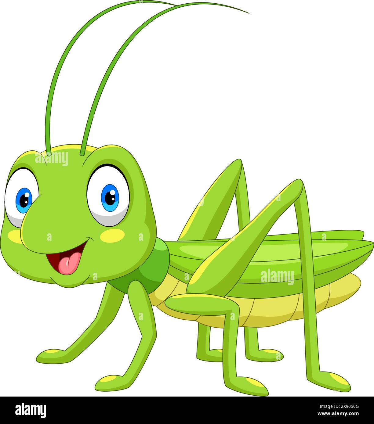Cute grasshopper cartoon isolated on white background Stock Vector