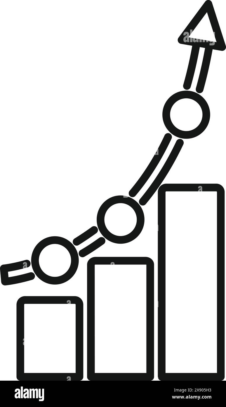 Black icon of a bar graph with magnifying glass and arrow indicating ...