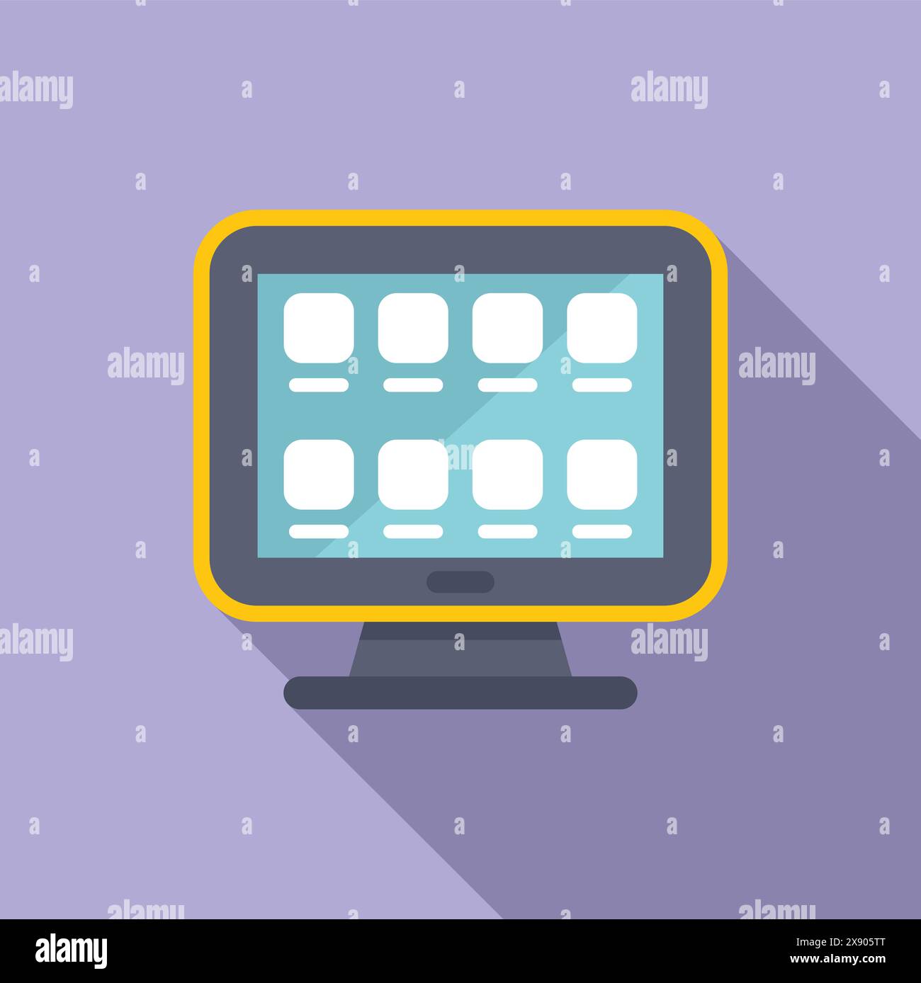 Vector illustration of a modern desktop computer with a simple flat ...