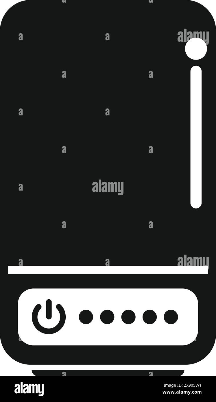 Vector illustration icon of a pc tower in a simplistic black and white ...