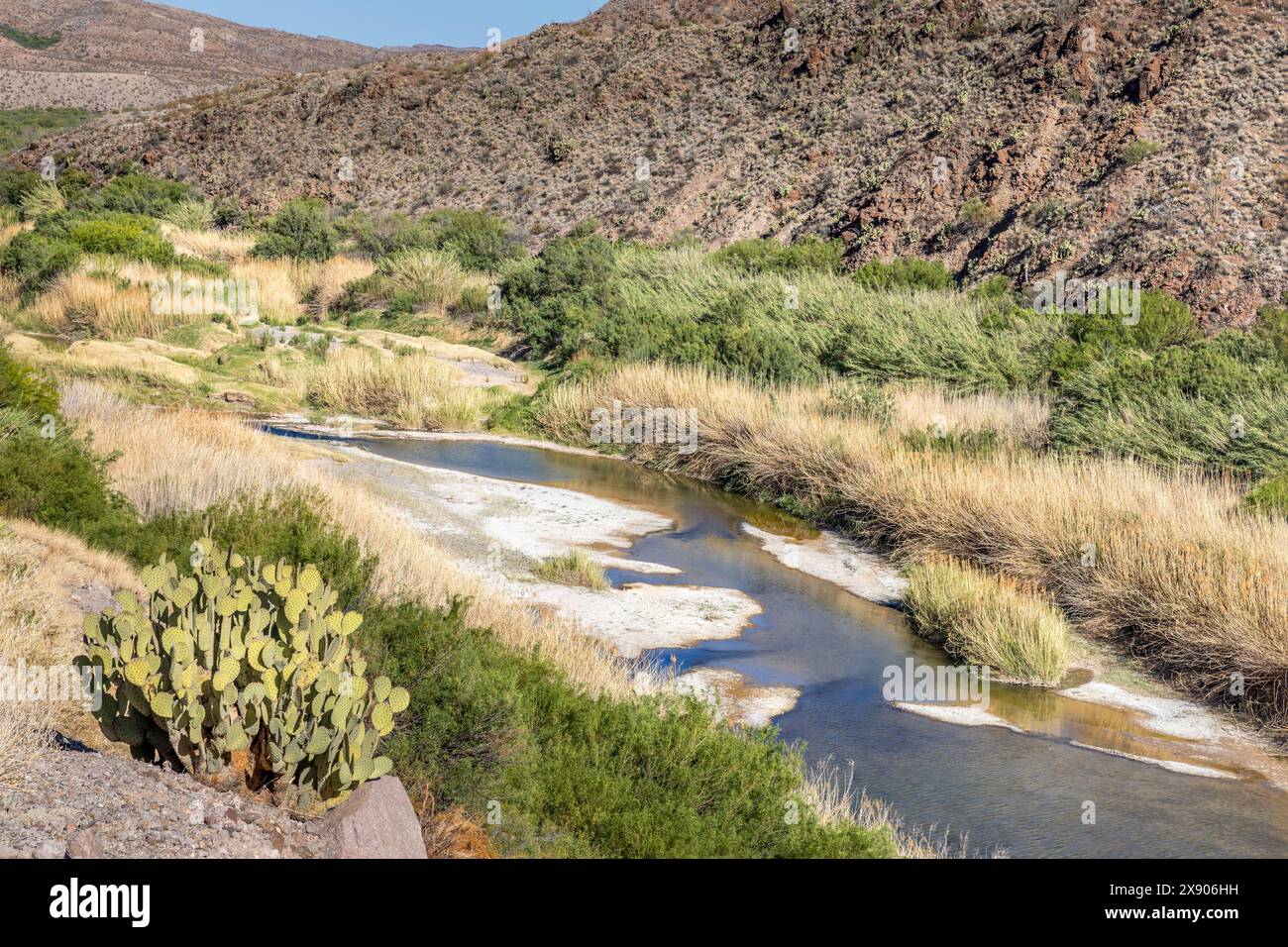 The amazing landscape of the Big Bend Ranch State Park and the Rio Grande River, Texas Stock Photo