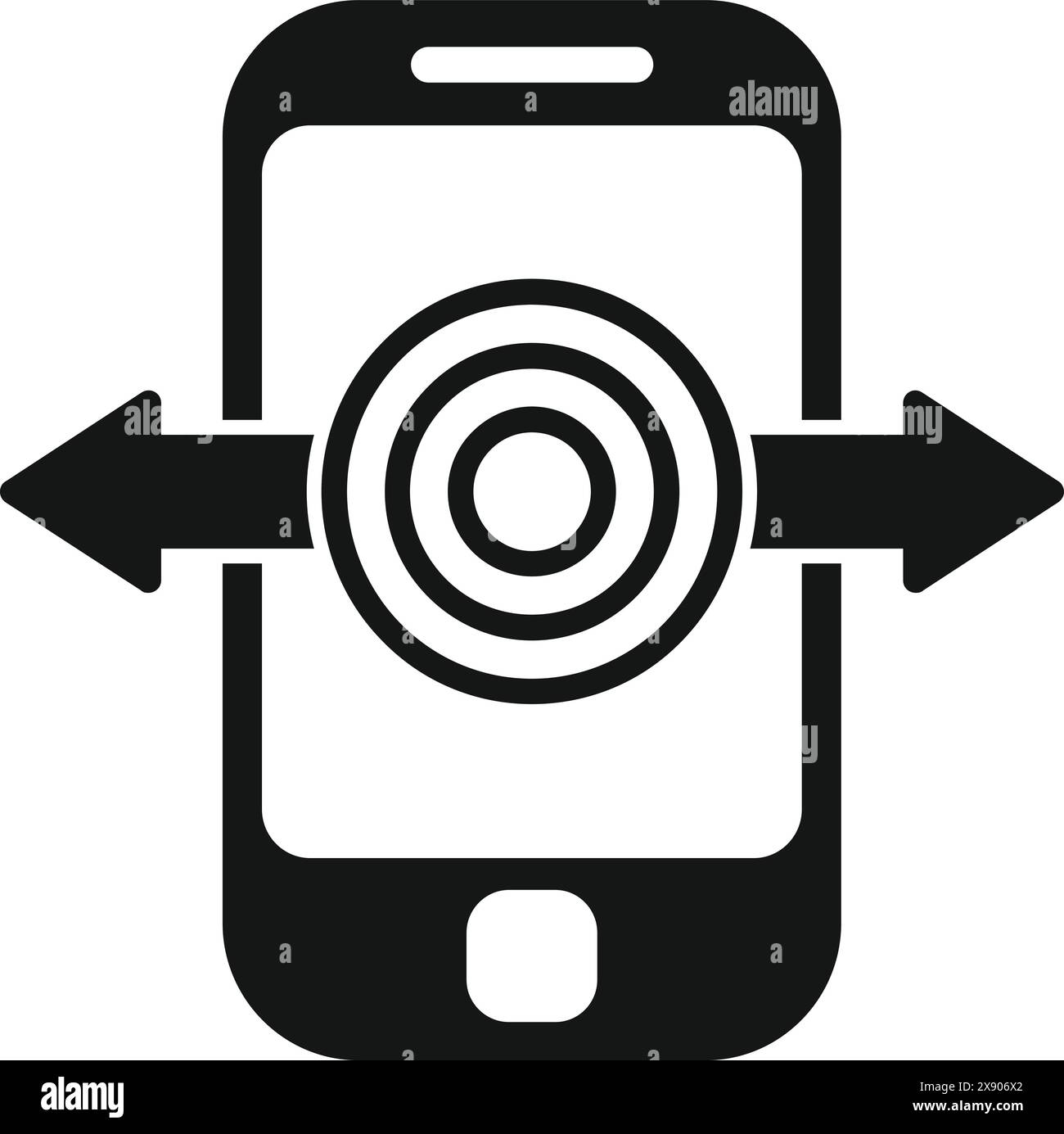 Black silhouette vector of a smartphone with a centered target icon and ...