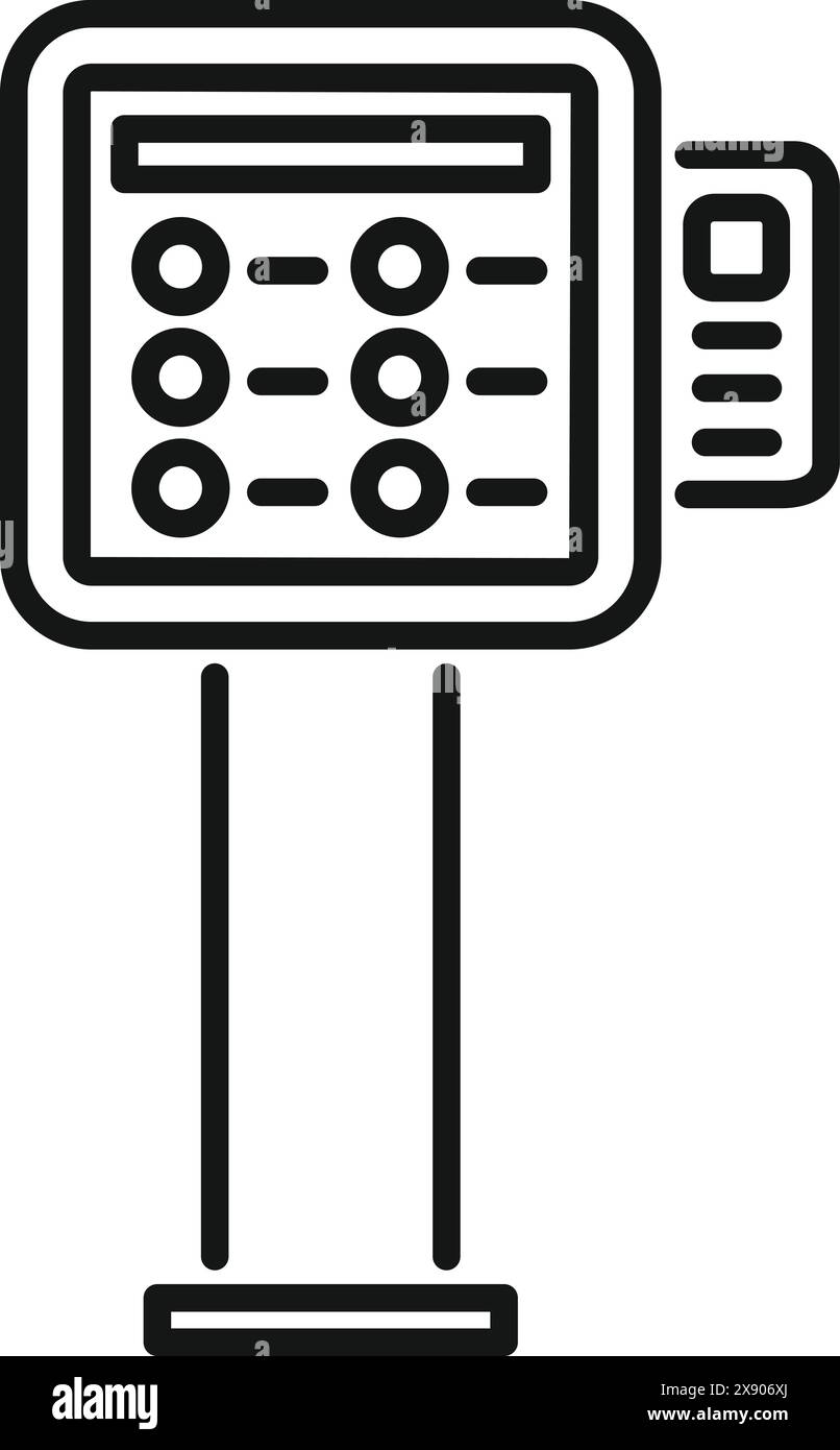 Simplistic vector illustration of a standard parking meter in black and white, suitable for icons and signage Stock Vector