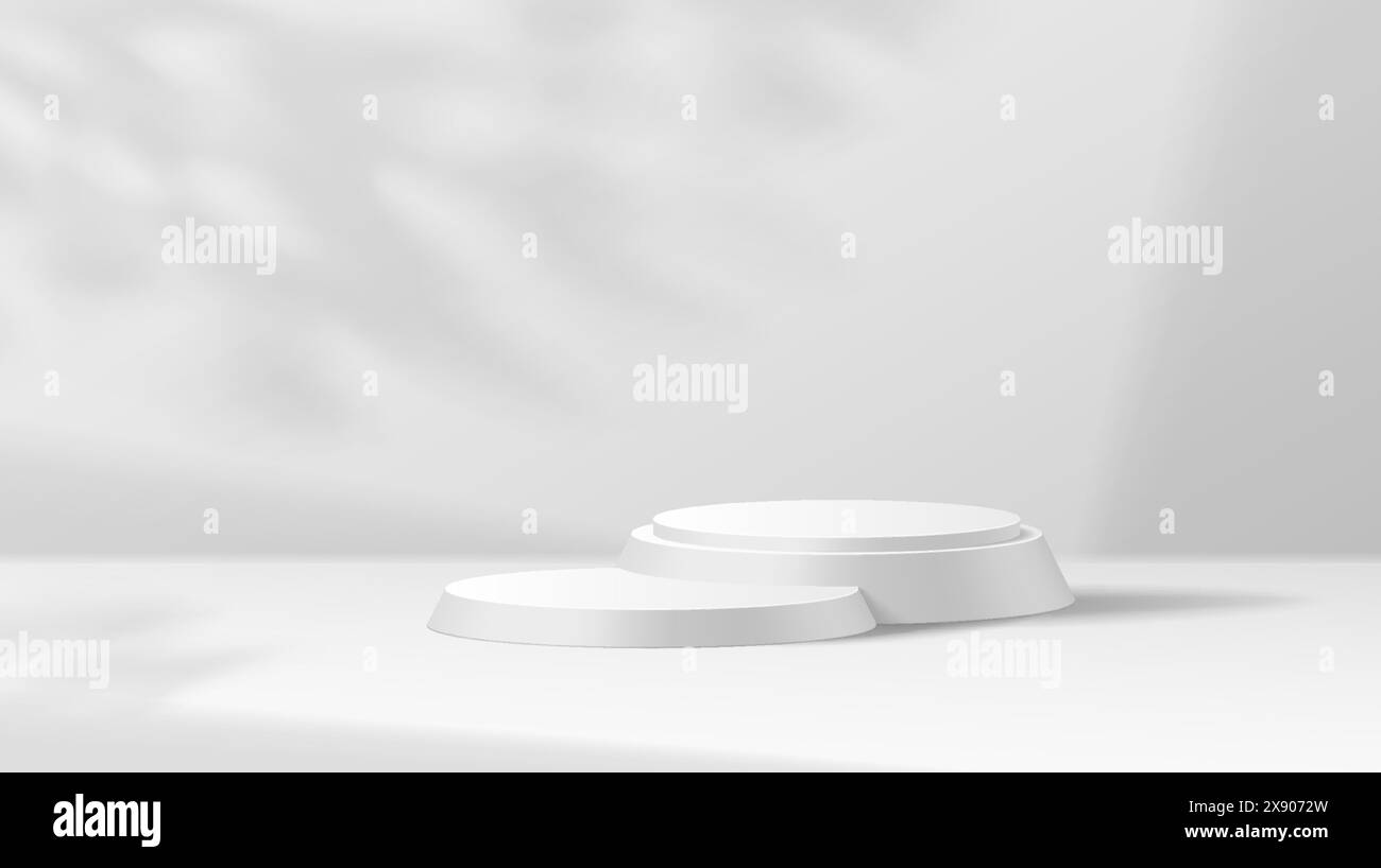 Mockup stage with palm branch shadow realistic vector illustration