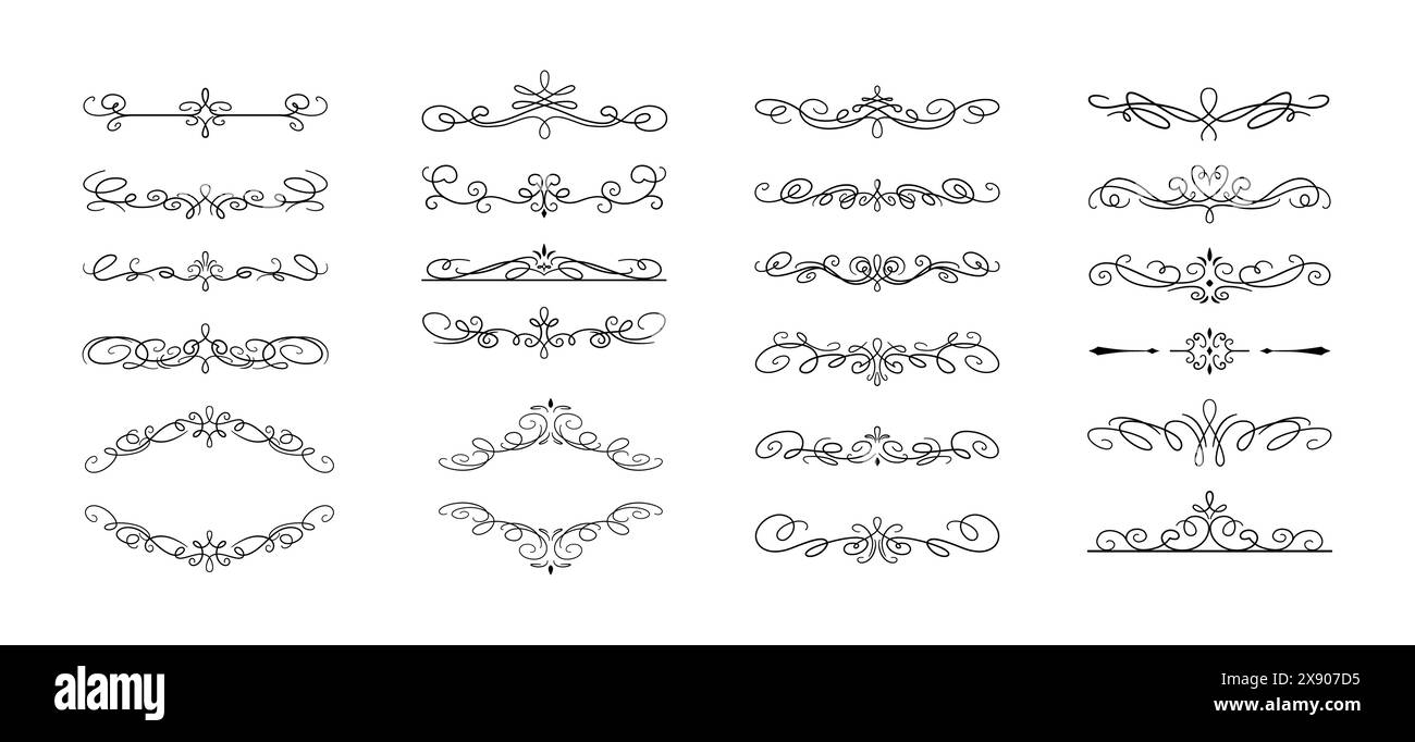 Vintage decorative dividers flat vector elements set. Elegant text ...