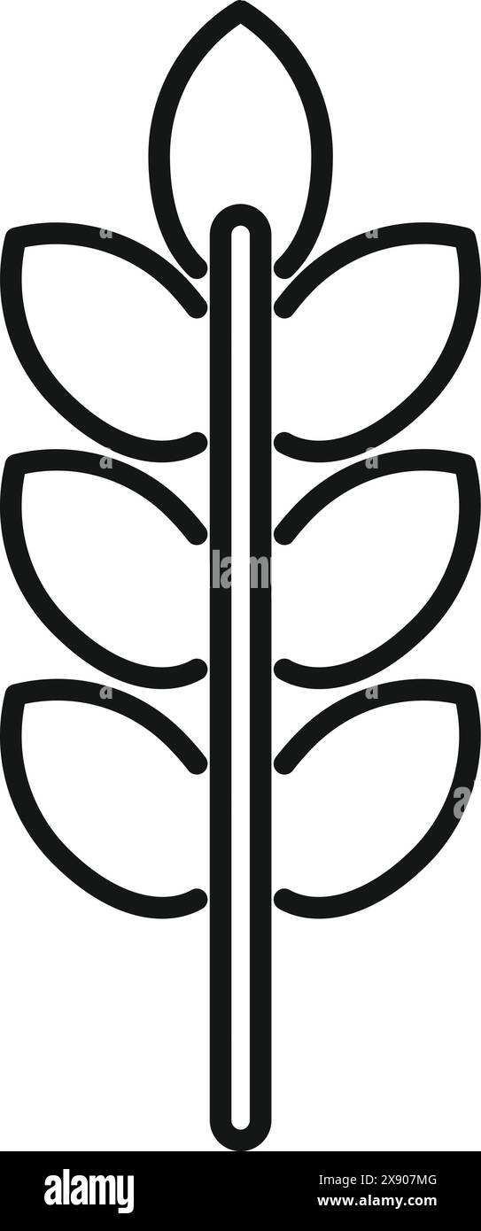 Black and white line illustration of a stylized wheat stalk, suitable ...
