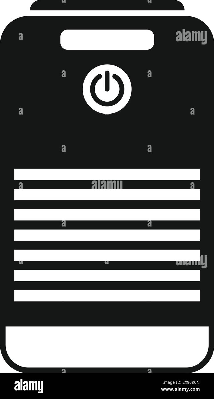 Black vector icon depicting a personal computer tower with a power ...