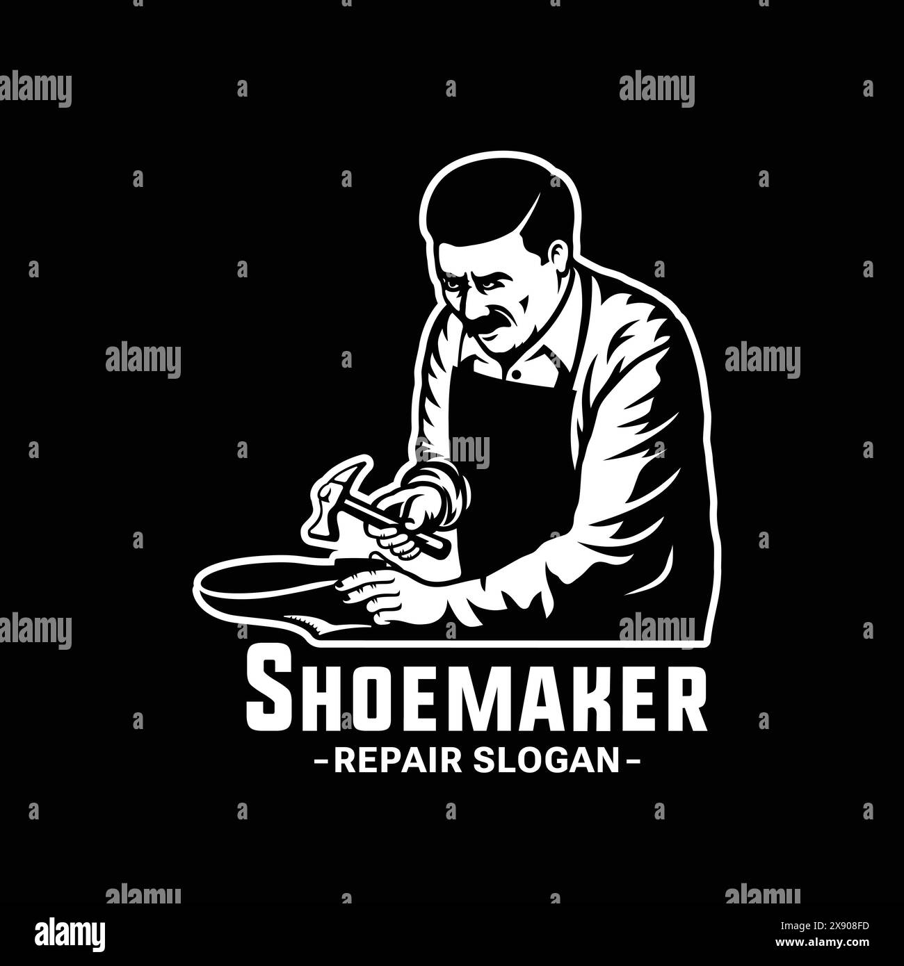 Shoemaker Cobbler Shoe Repair Logo. Vector and Illustration Stock