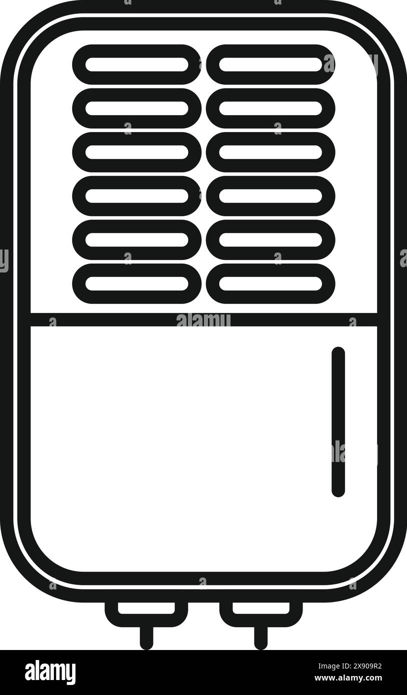Minimalist black and white air conditioner icon in vector line art ...