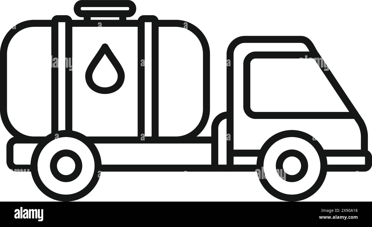 Outline vector icon of a water tank truck for logistics and delivery ...