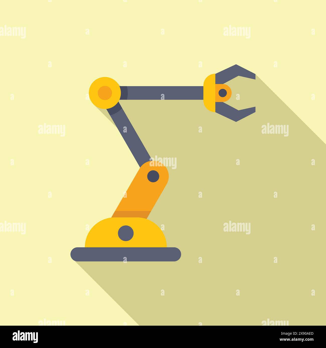 Vector illustration of a robotic arm in flat design style with shadow ...