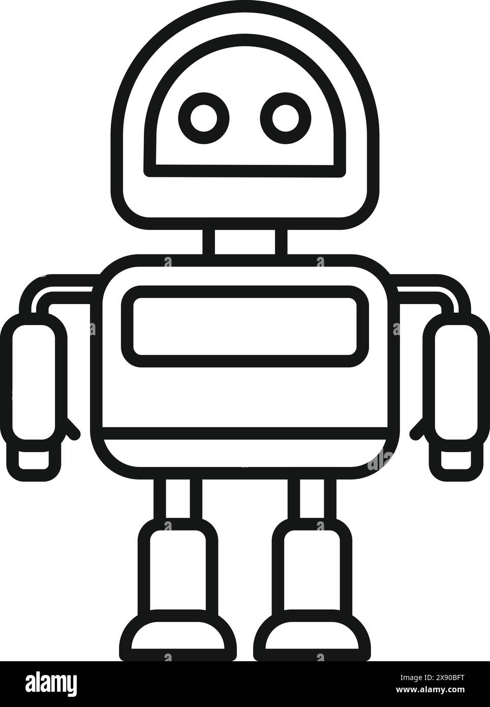 Black and white line art of a quirky cartoon robot, ideal for ...