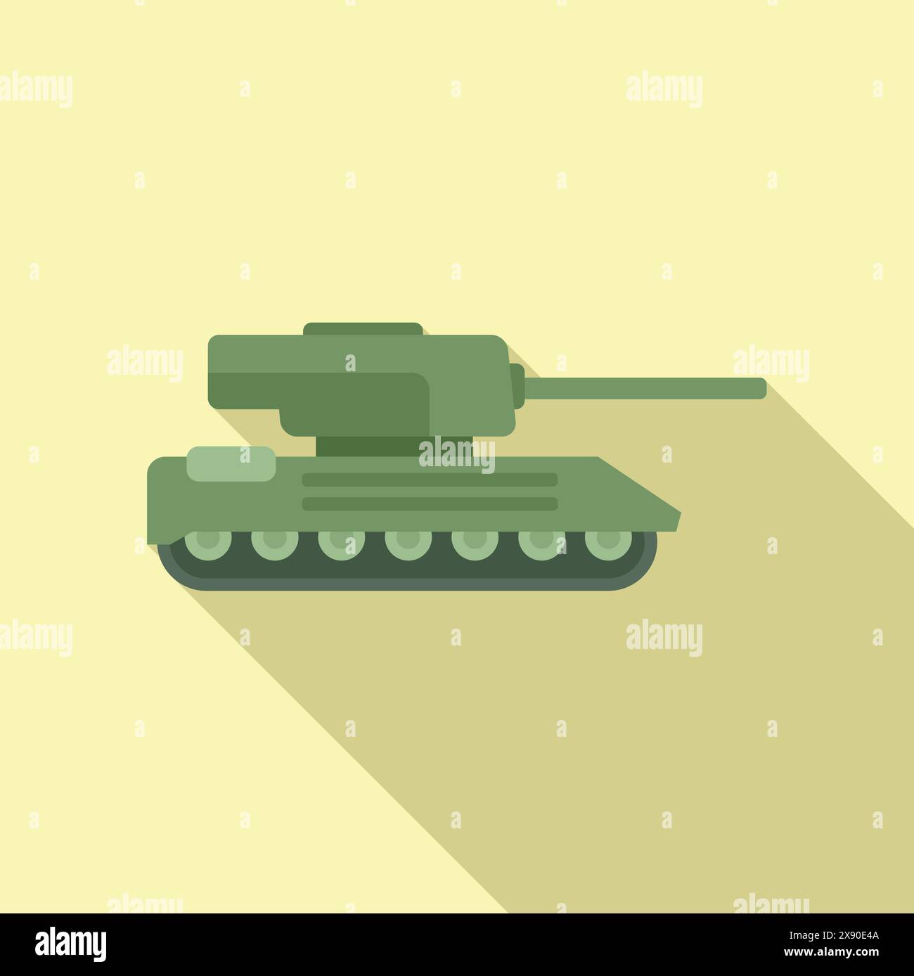 Simplistic graphic of a green military tank, depicted in a modern flat design style Stock Vector