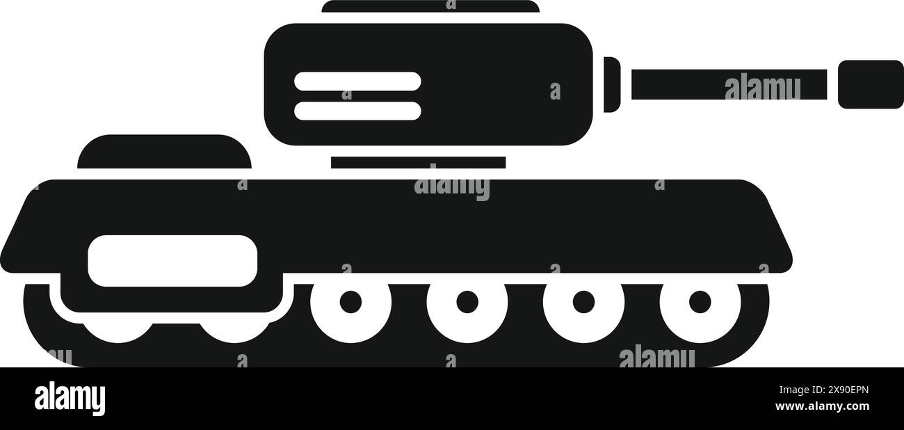 Black silhouette of a classic military tank on a white background ...
