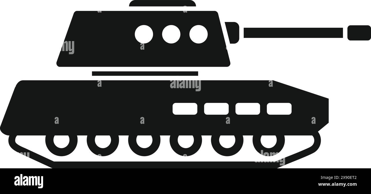 Black vector silhouette of a military tank, isolated on a white ...