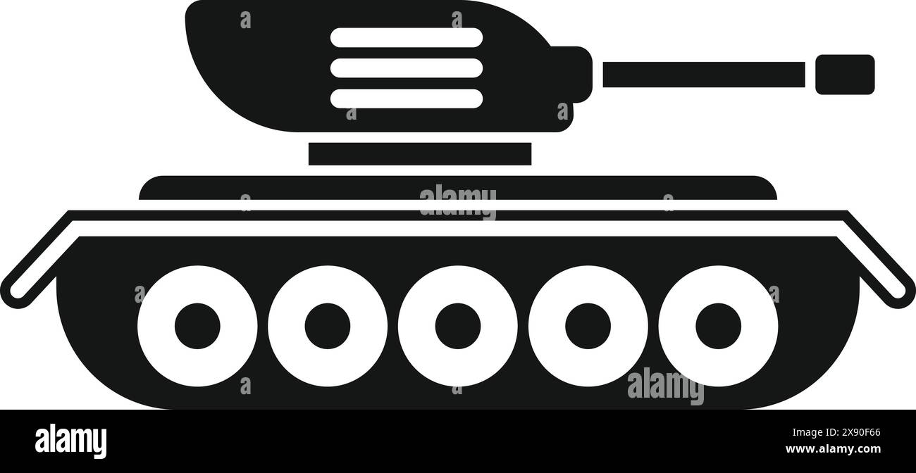 Black silhouette of a military tank, isolated vector icon for various