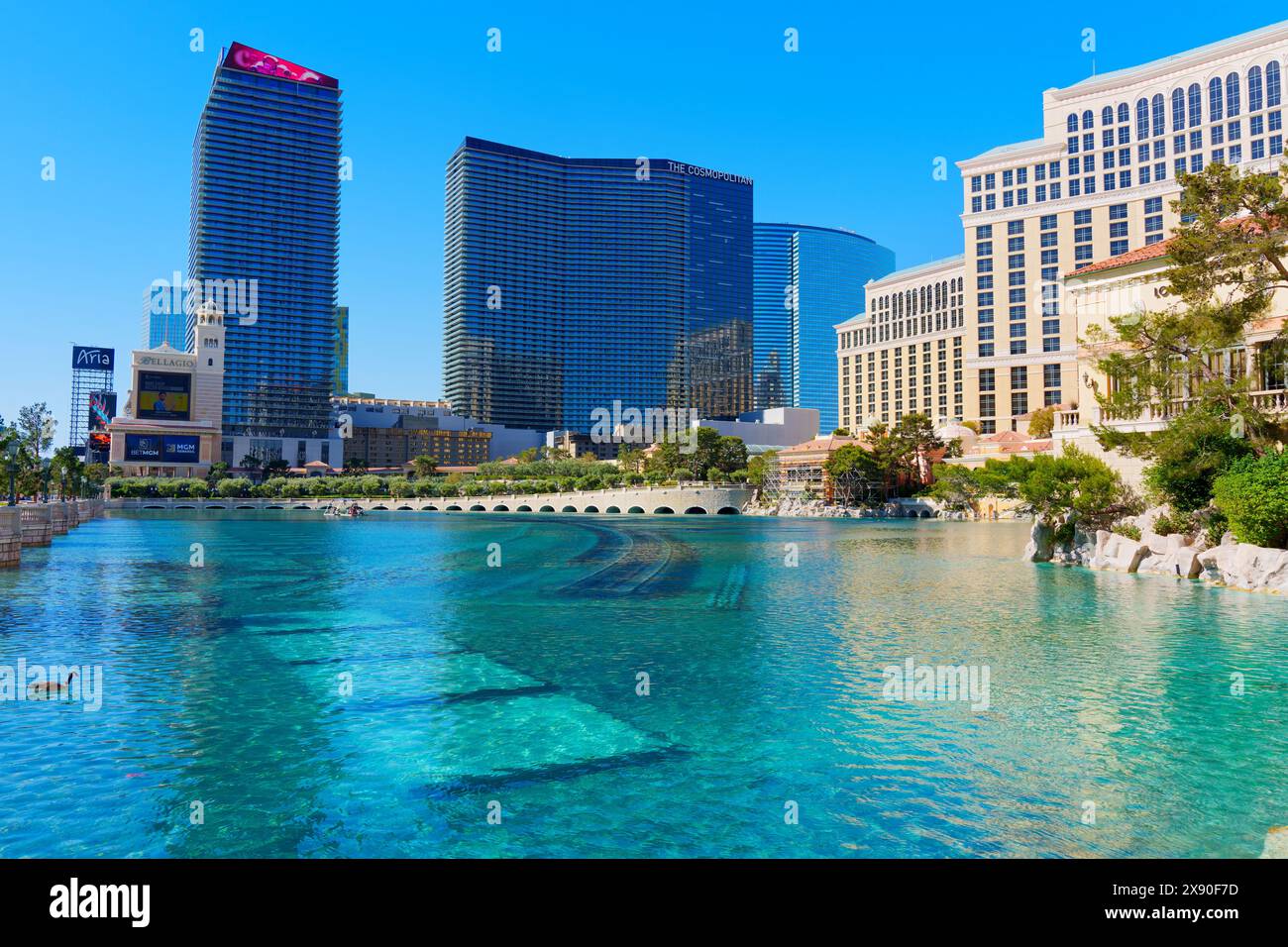 Las Vegas, Nevada - April 13, 2024: The Cosmopolitan Hotel and Casino's Exterior View in Daytime Stock Photo