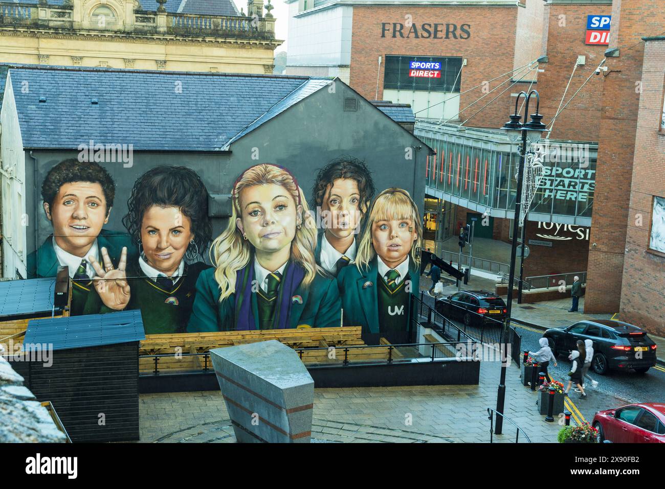 Derry Girls mural, Derry Londonderry, Ireland Stock Photo