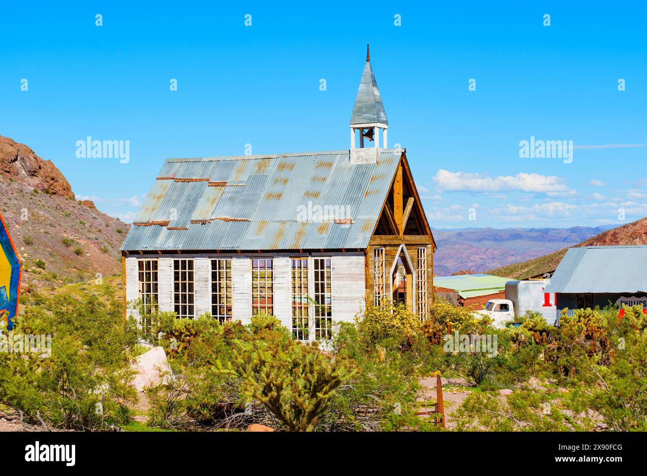 Nelson, Nevada - April 15, 2024: Abandoned church in Nelson Ghost Town Stock Photo