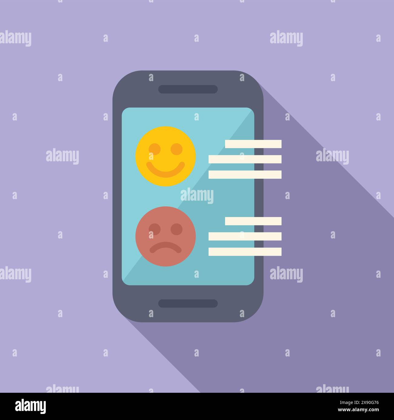 Vector image of a smartphone displaying smiley face emoticons for ...