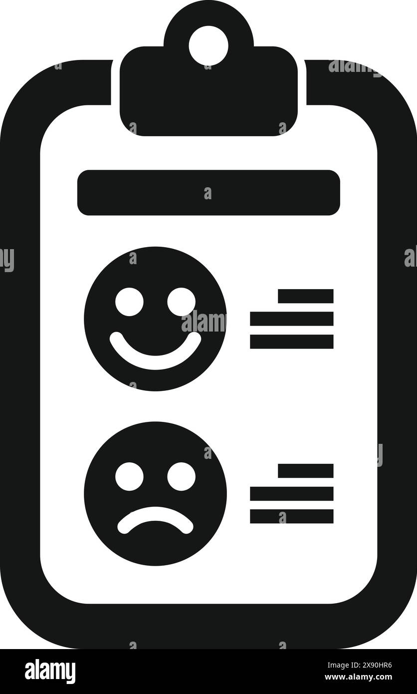 Black and white icon of a clipboard with a positive and negative ...