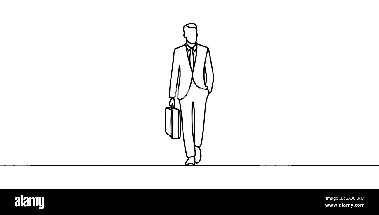 continuous one line drawing of walking businessman in suit Stock Vector ...