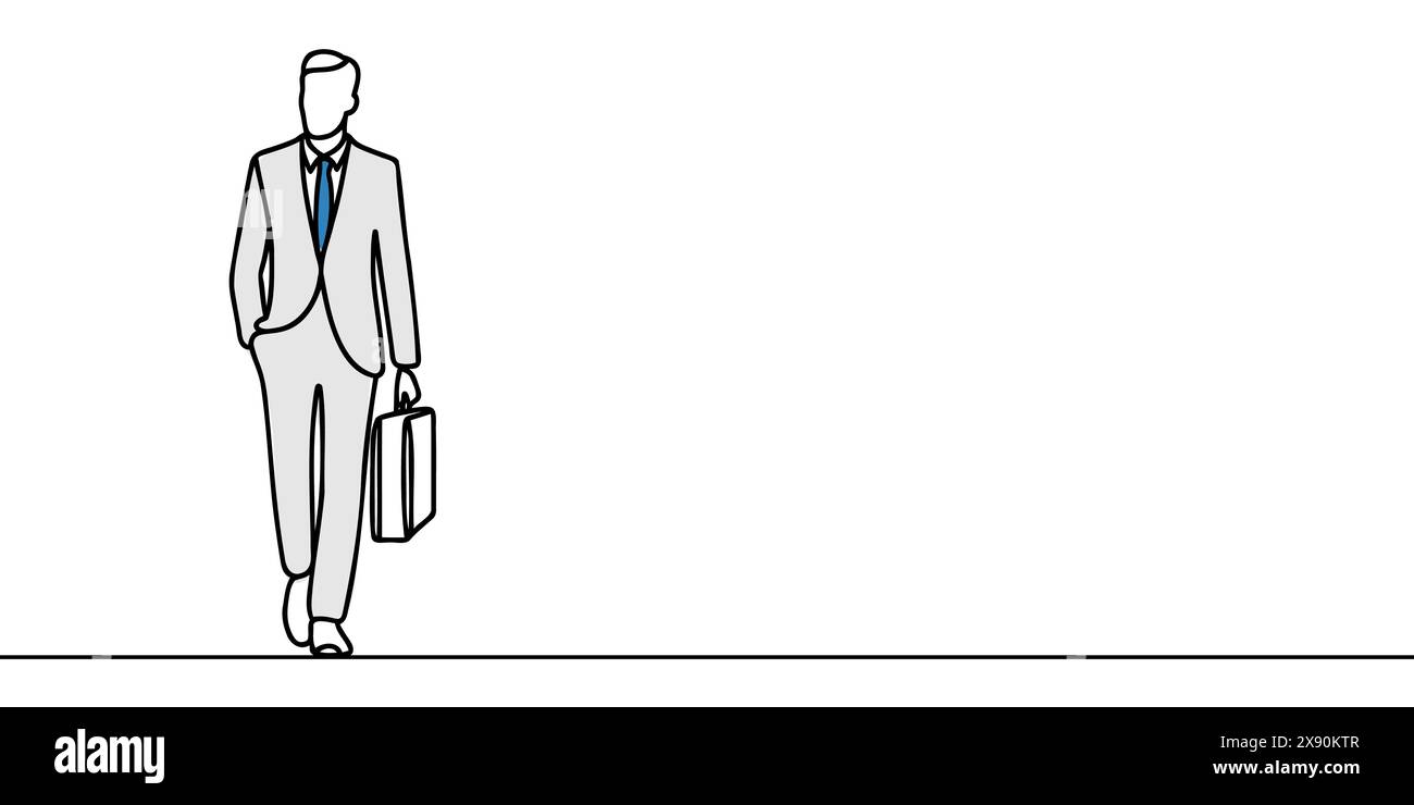continuous one line drawing of walking businessman in suit Stock Vector ...