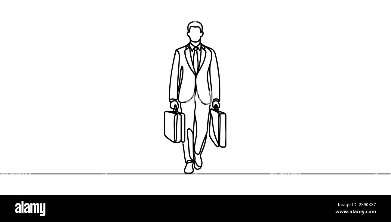 continuous one line drawing of walking businessman in suit Stock Vector ...