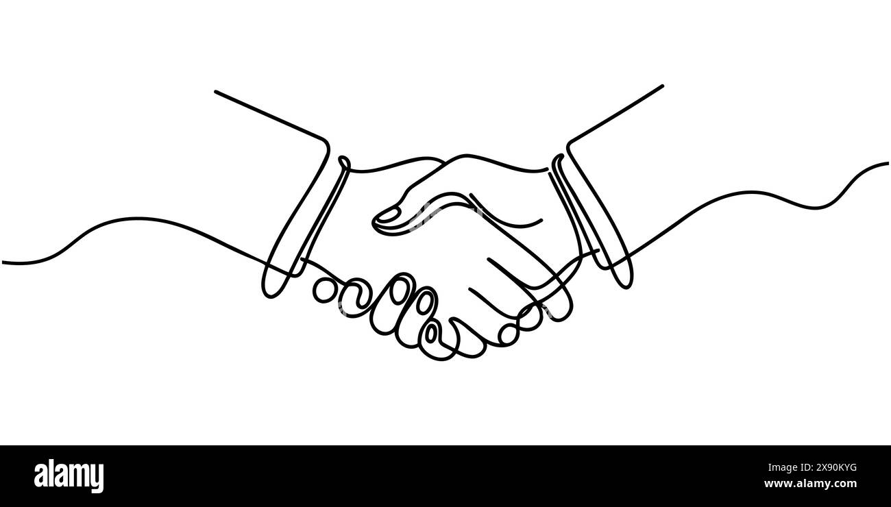 Handshake continuous line vector drawing. Business agreement vector ...