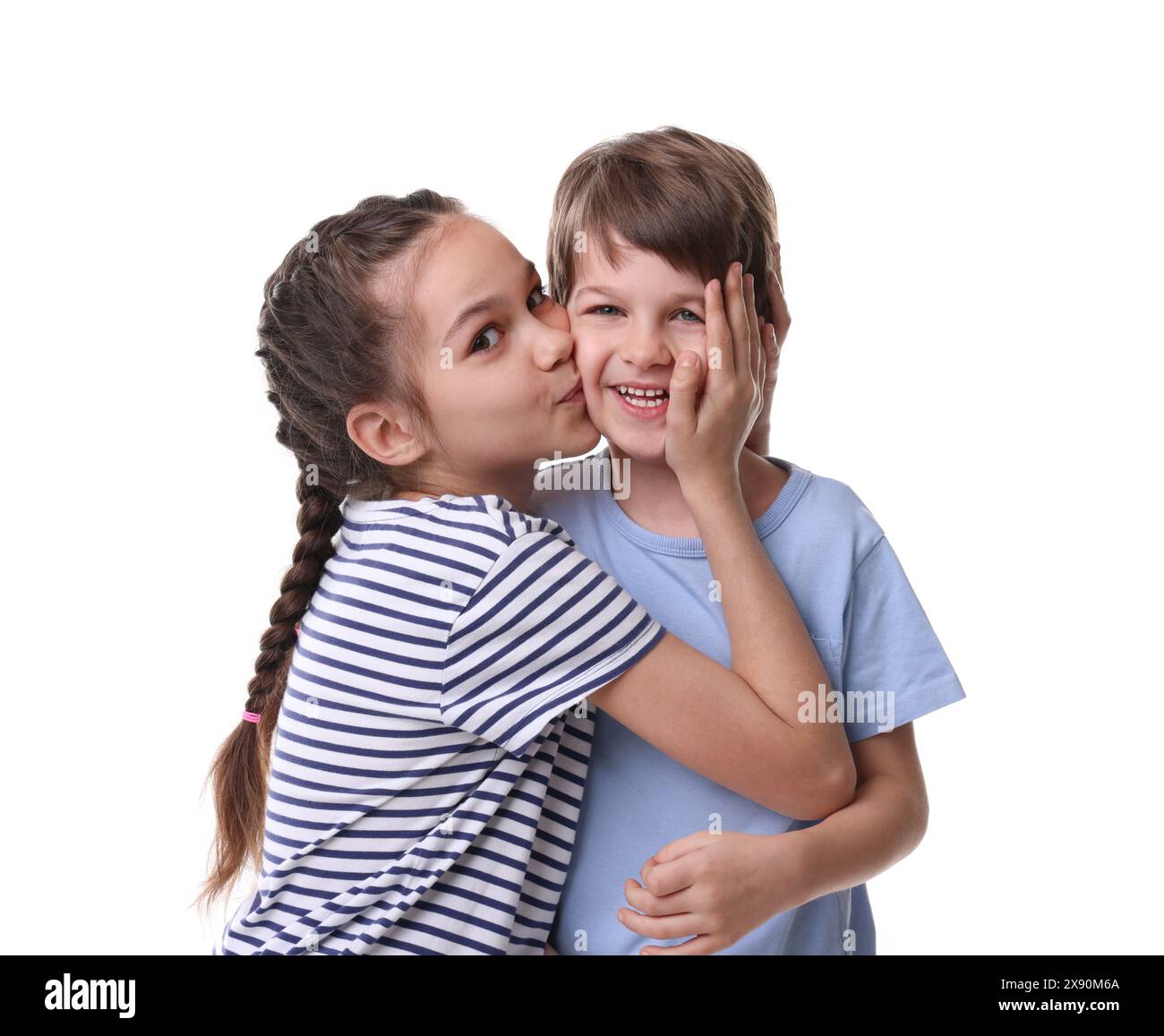 Brother Backround Happy brother and sister on white background Stock Photo - Alamy